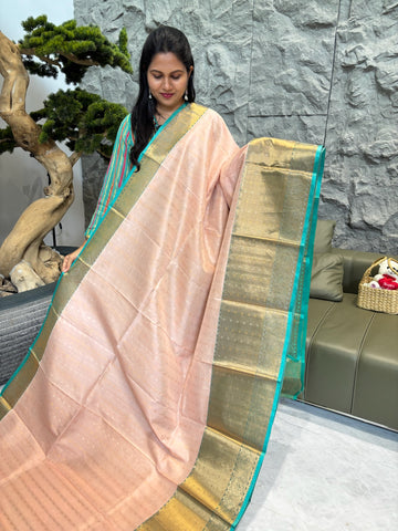 Mangalagiri pattu kanchi style peach sea green