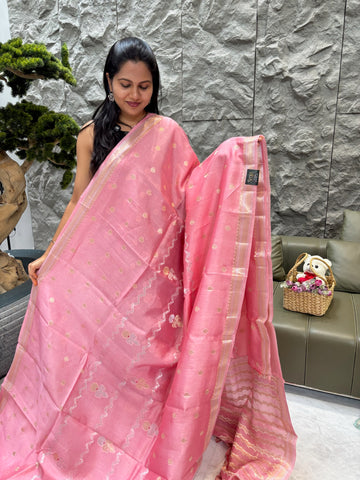 Chanderi saree baby pink