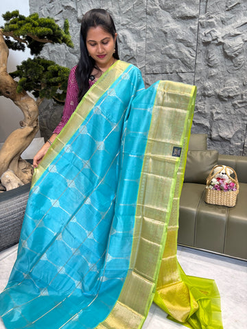 Mangalgiri pattu blue-green