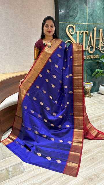 Light weight Handloom kanchi blue