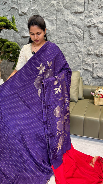 Designer crepe sarees purple
