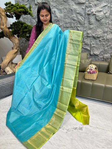Mangalgiri pattu blue-green checks