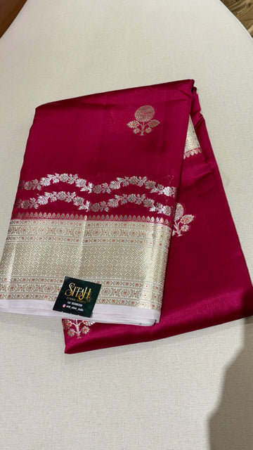 Chanderi Mango pattu pink