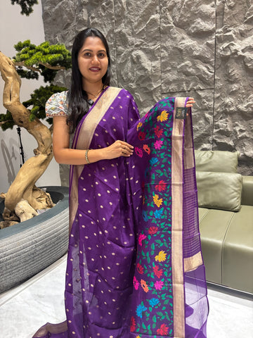 Crepe organza saree
