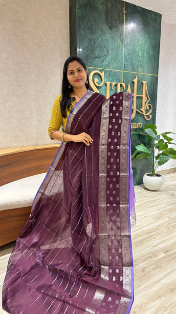 Handloom mangalagiri pattu brown