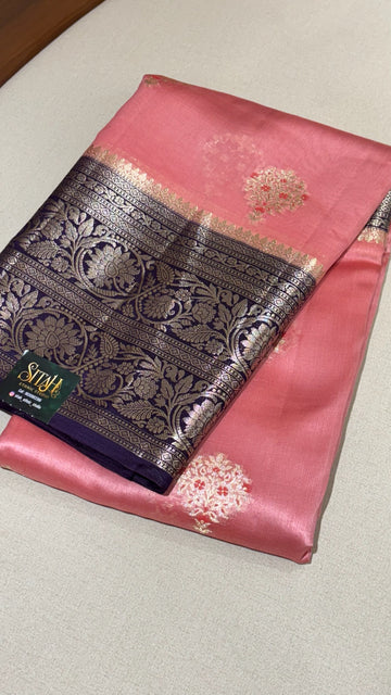 Chanderi mango pattu peach