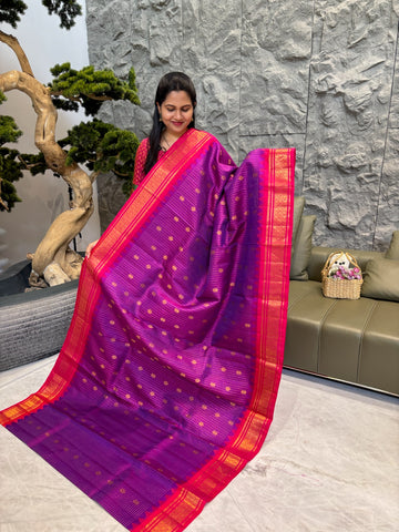 Handloom Gadwal purple pink
