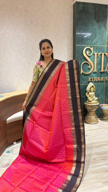 Kanchi pattu peach coffee brown