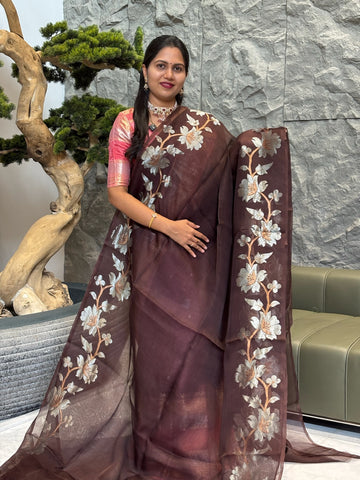 Brown Muslin kora jhamdhani