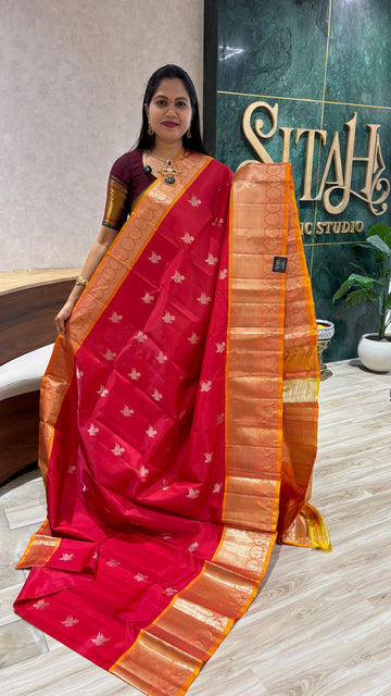 Light weight Handloom kanchi red