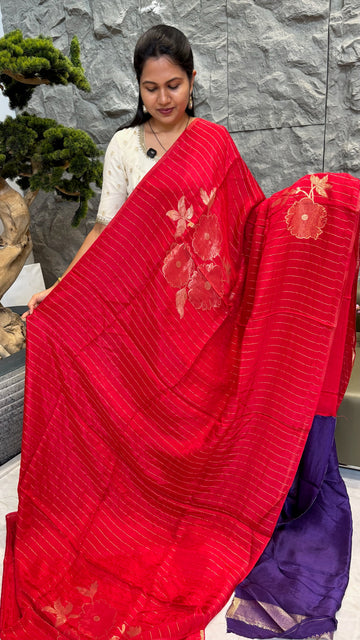 Designer crepe sarees red