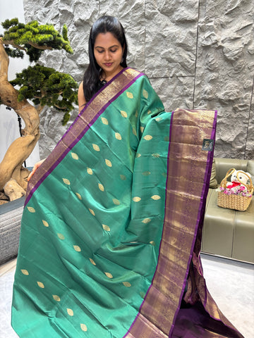 Kanchi pattu seagreen-purple