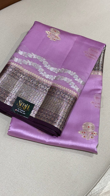 Chanderi Mango pattu lavender