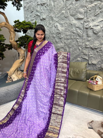 Lavender with purple bhandini saree