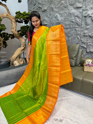 Handloom gadwal green yellow
