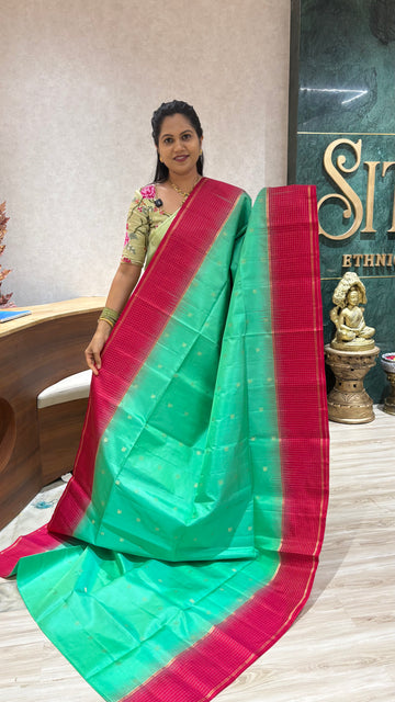 Kanchi pattu sea green pink