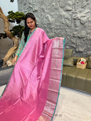 Mangalagiri pattu pink sea green