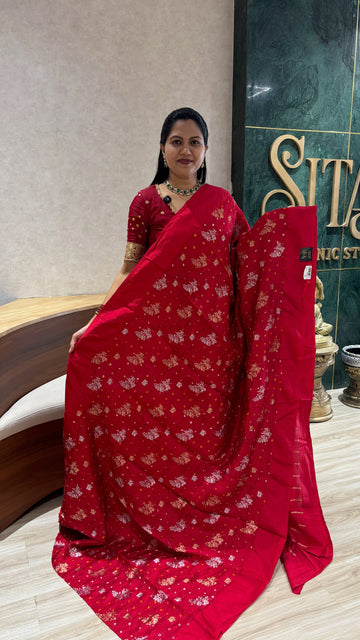 Pure bandhini silk red