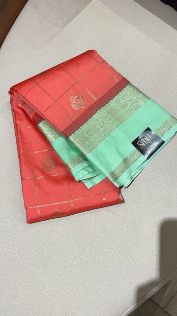 Semi kanchi pattu peach