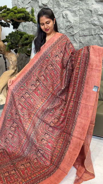 Madhubani print peach