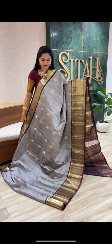 Light weight Handloom kanchi grey