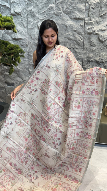 Cream grey kota saree