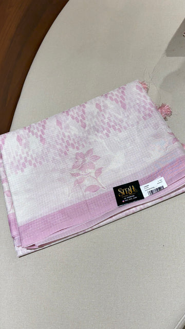 Kota silk pink flower design