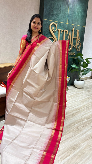 Kanchi pattu cream -red