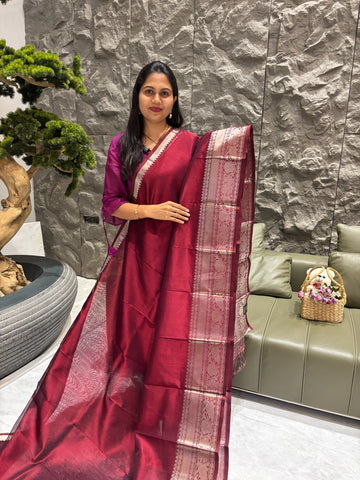 Handloom mangalagiri pattu maroon