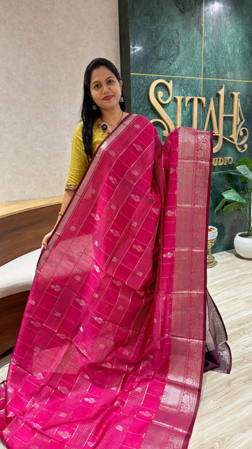 Handloom Mangalagiri pattu pink