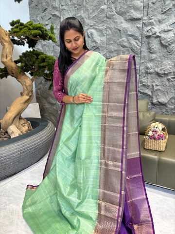 Mangalgiri pattu pistagreen-purple