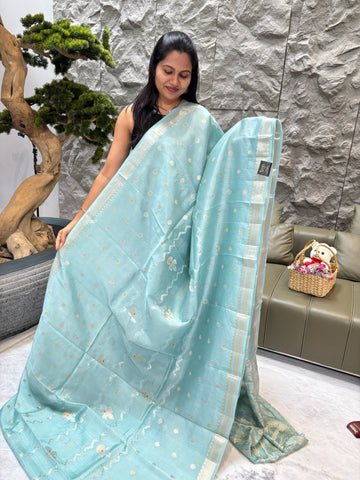 Chanderi saree sky blue