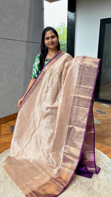 Mangalgiri pattu beige purple