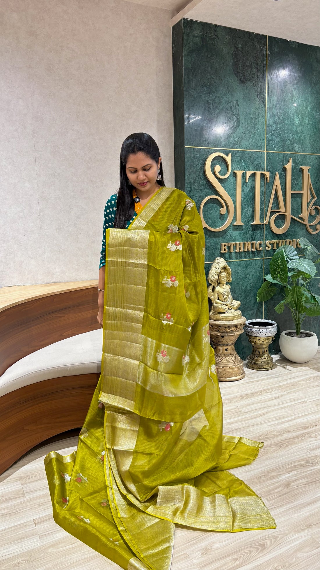 Kota silk mehndi green
