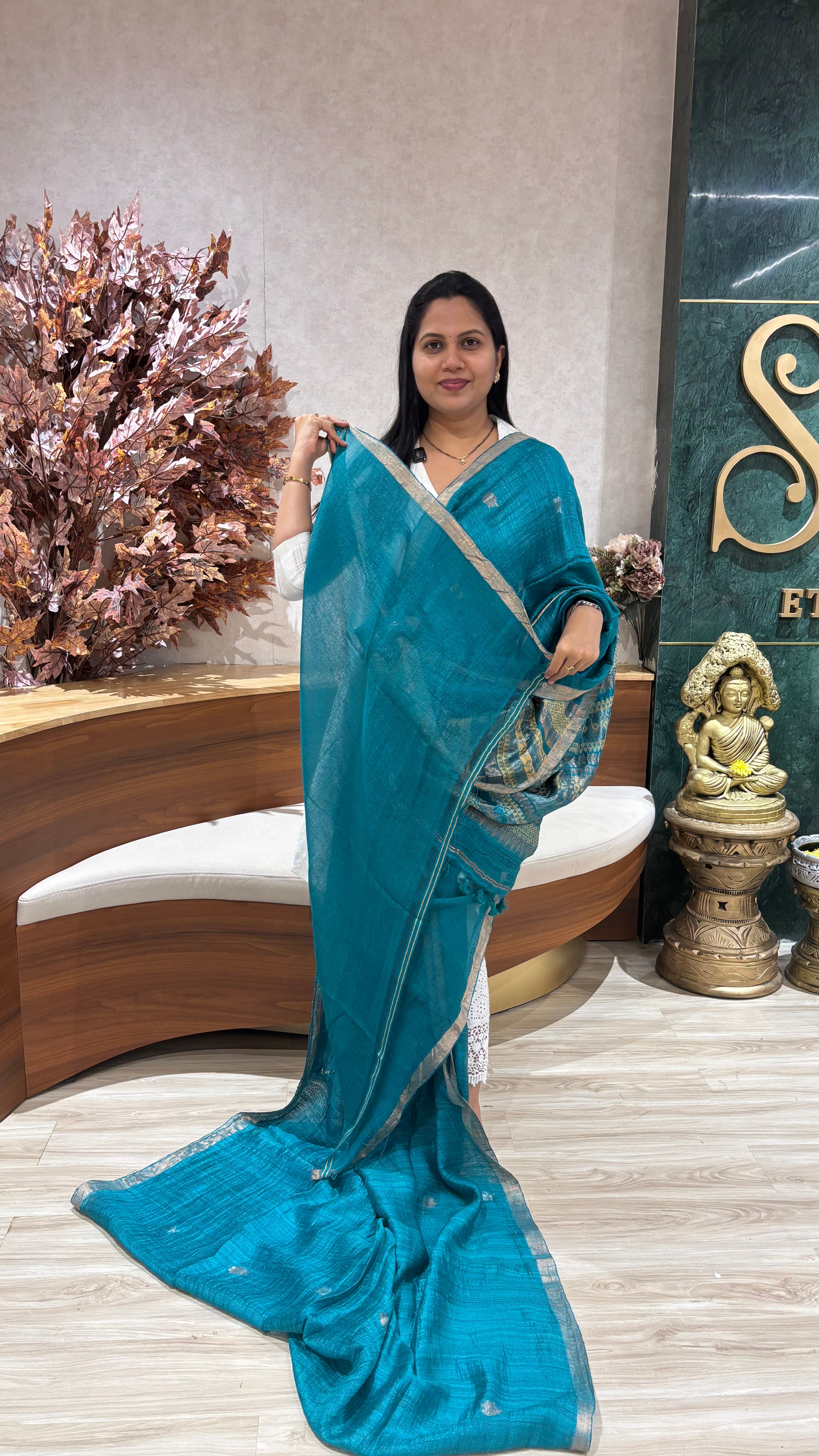 Pure matka silk sea green