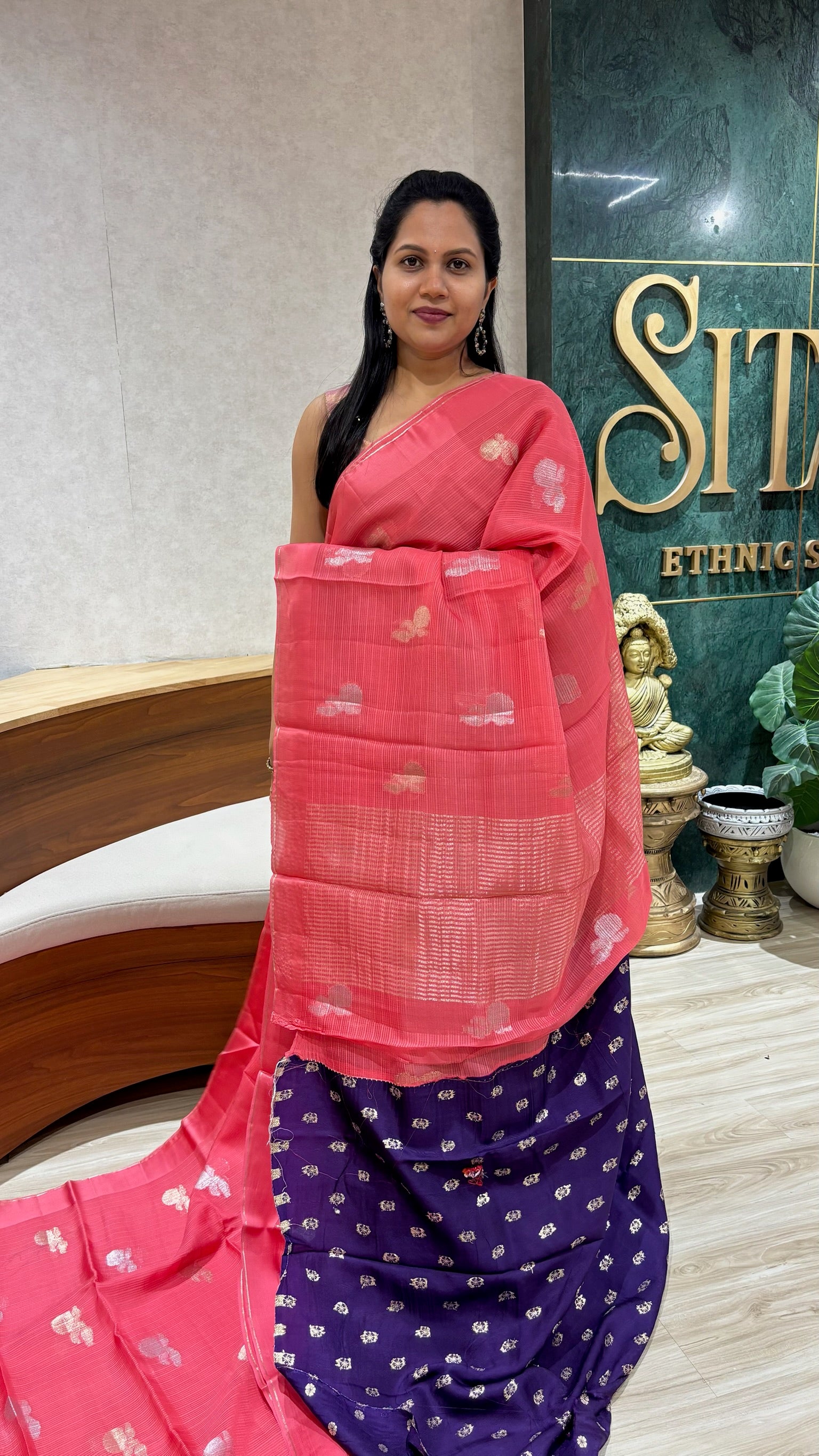 Organza kota dark peach