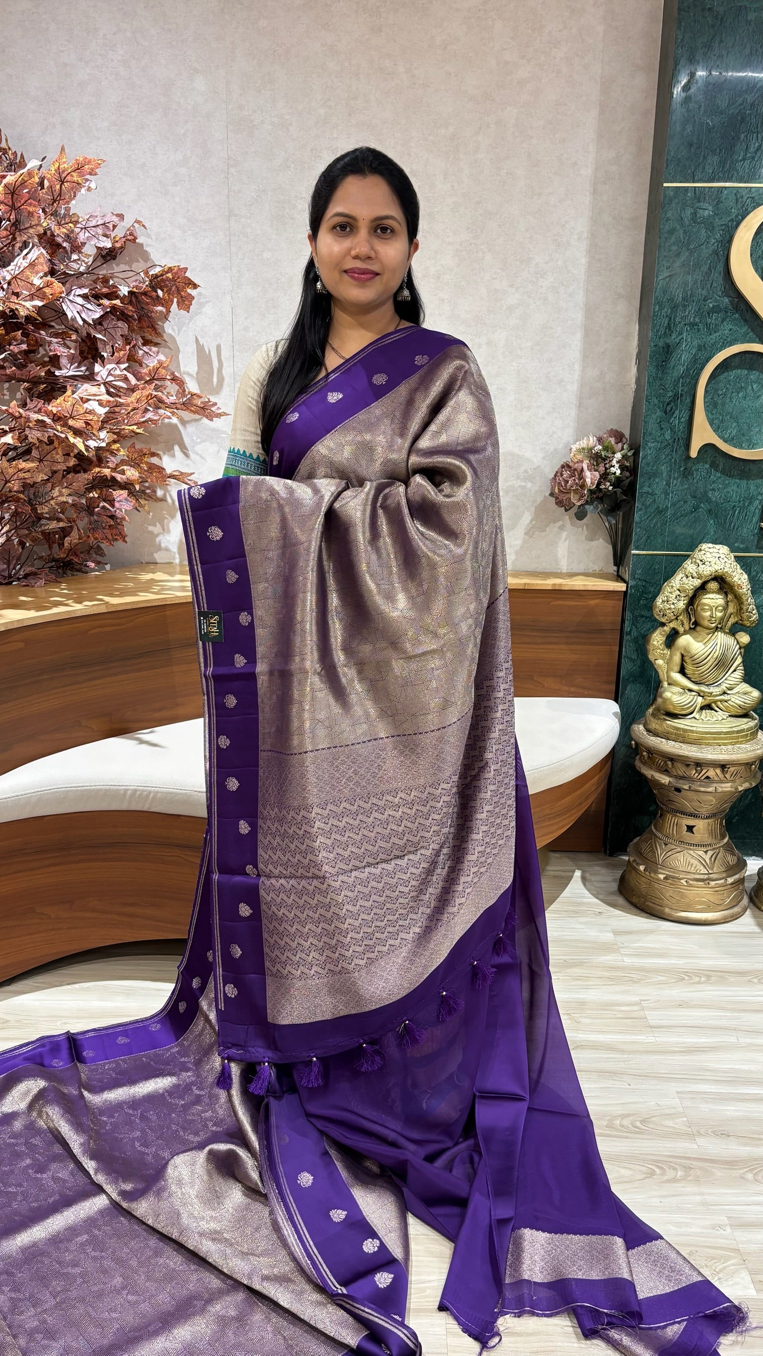 Mashru brocade purple