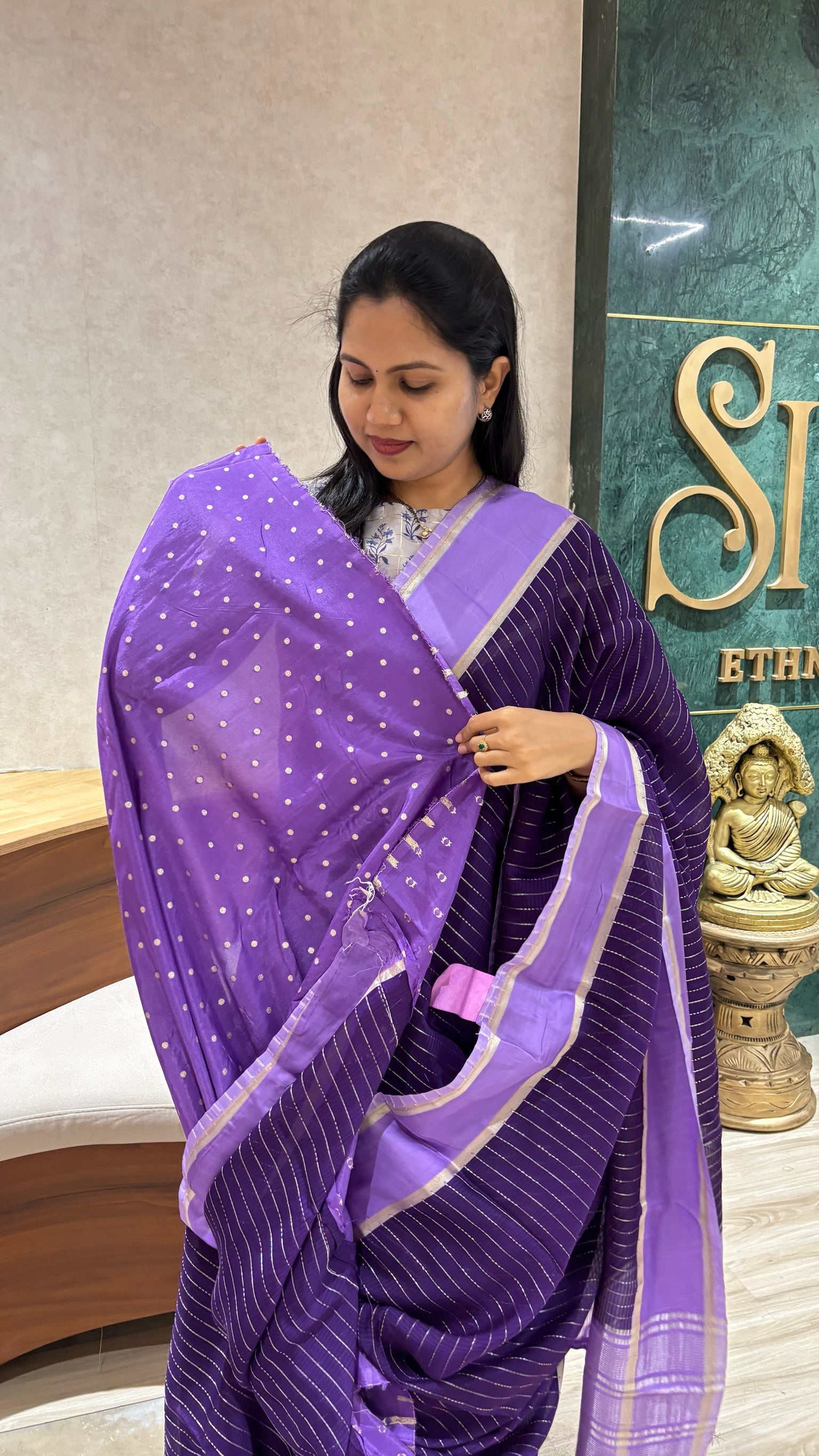 Mashru georgette purple