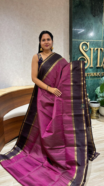 Light weight Kanchi pattu magenta pink