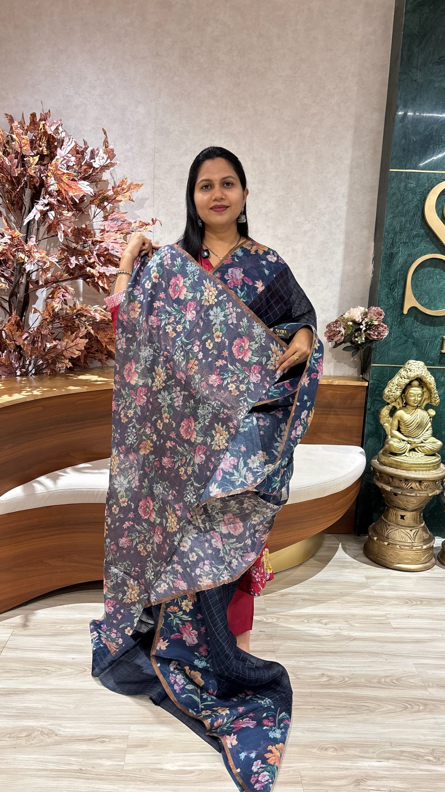 Muslin kora navy blue