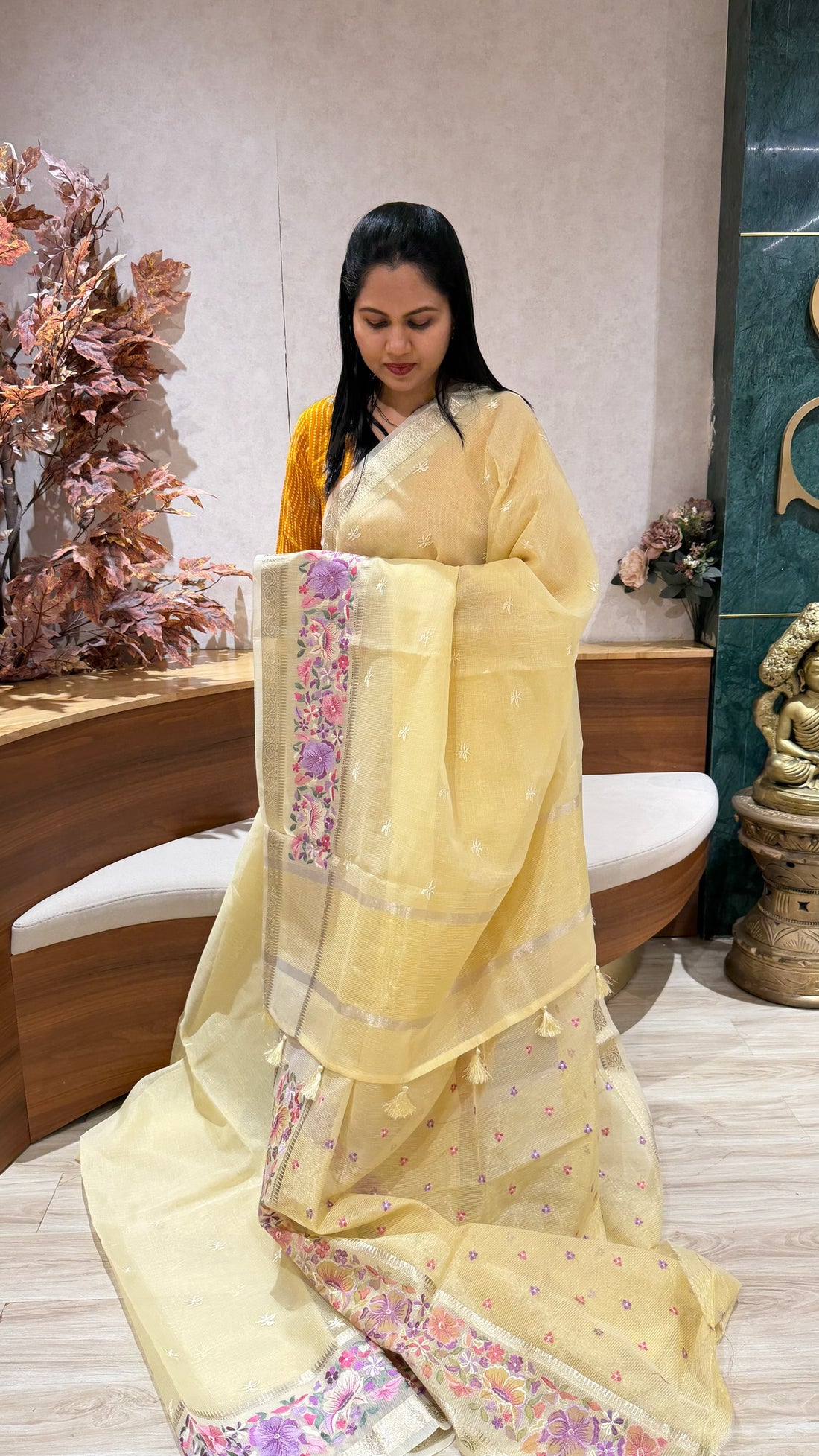 Kota embroidery yellow