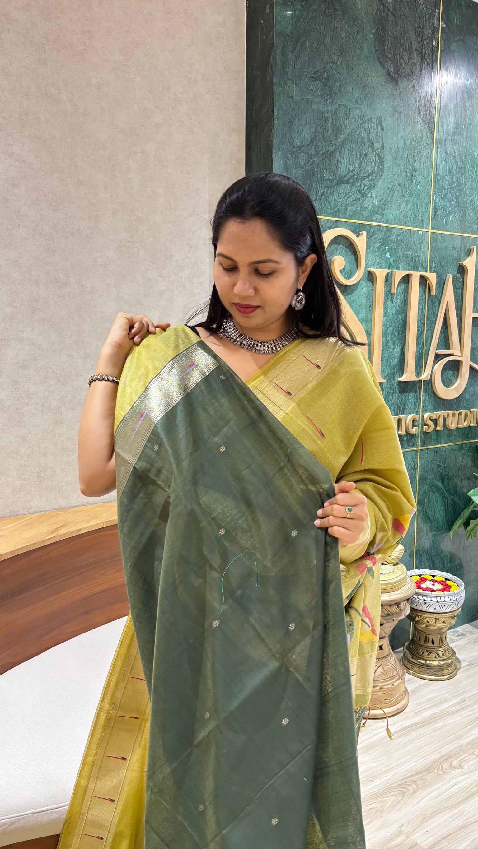 Munga cotton mehndi green