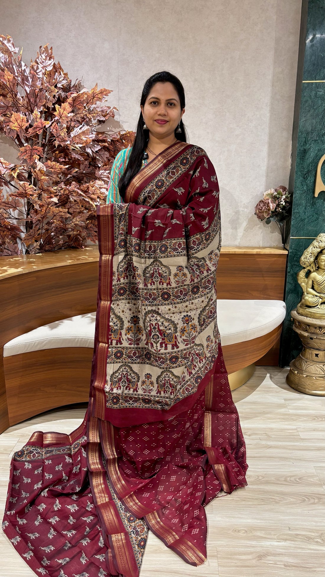 Causal drape kumkum maroon