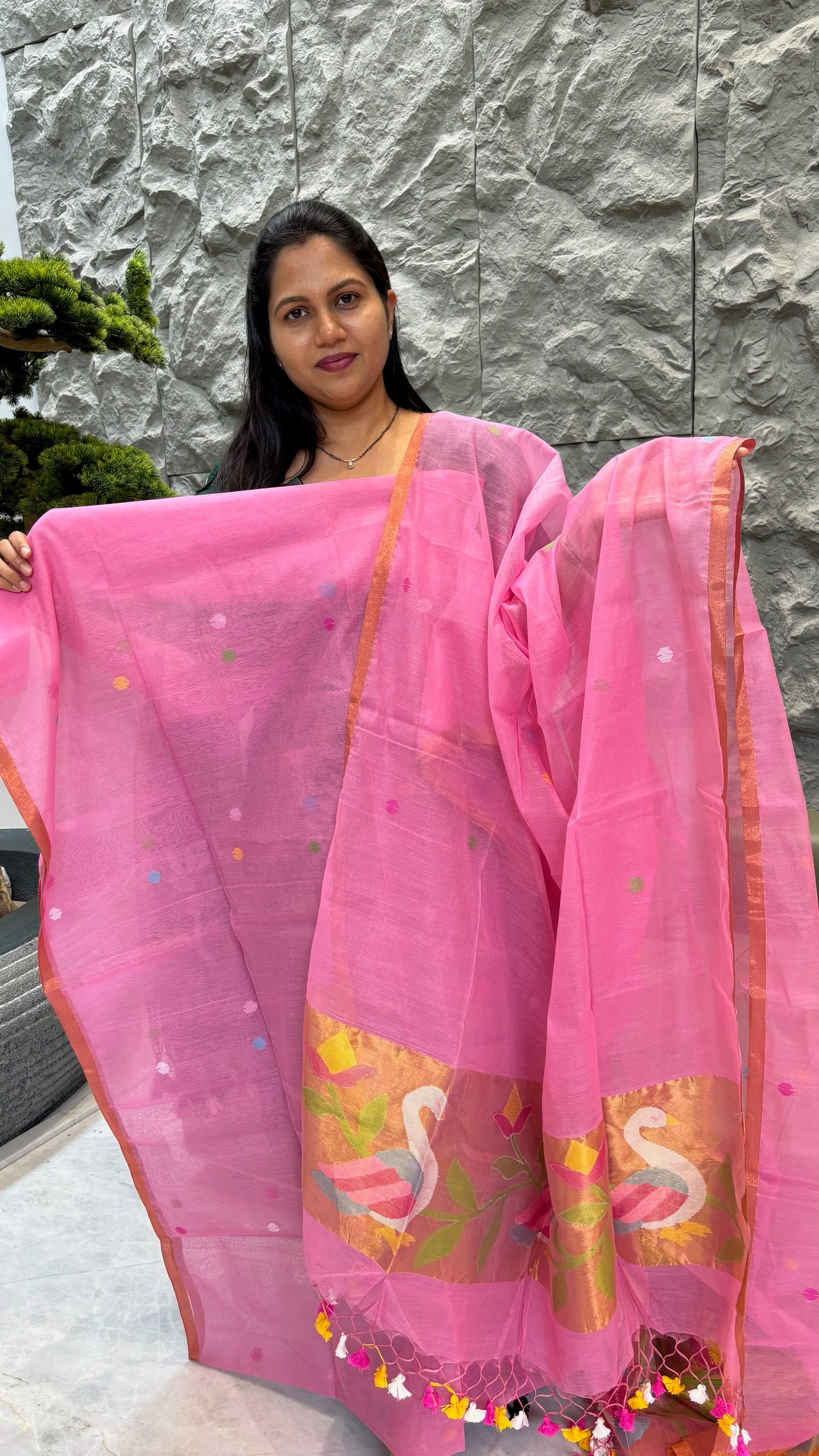 Jhamdani top duppata pink