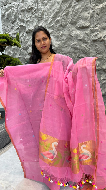 Jhamdani top duppata pink