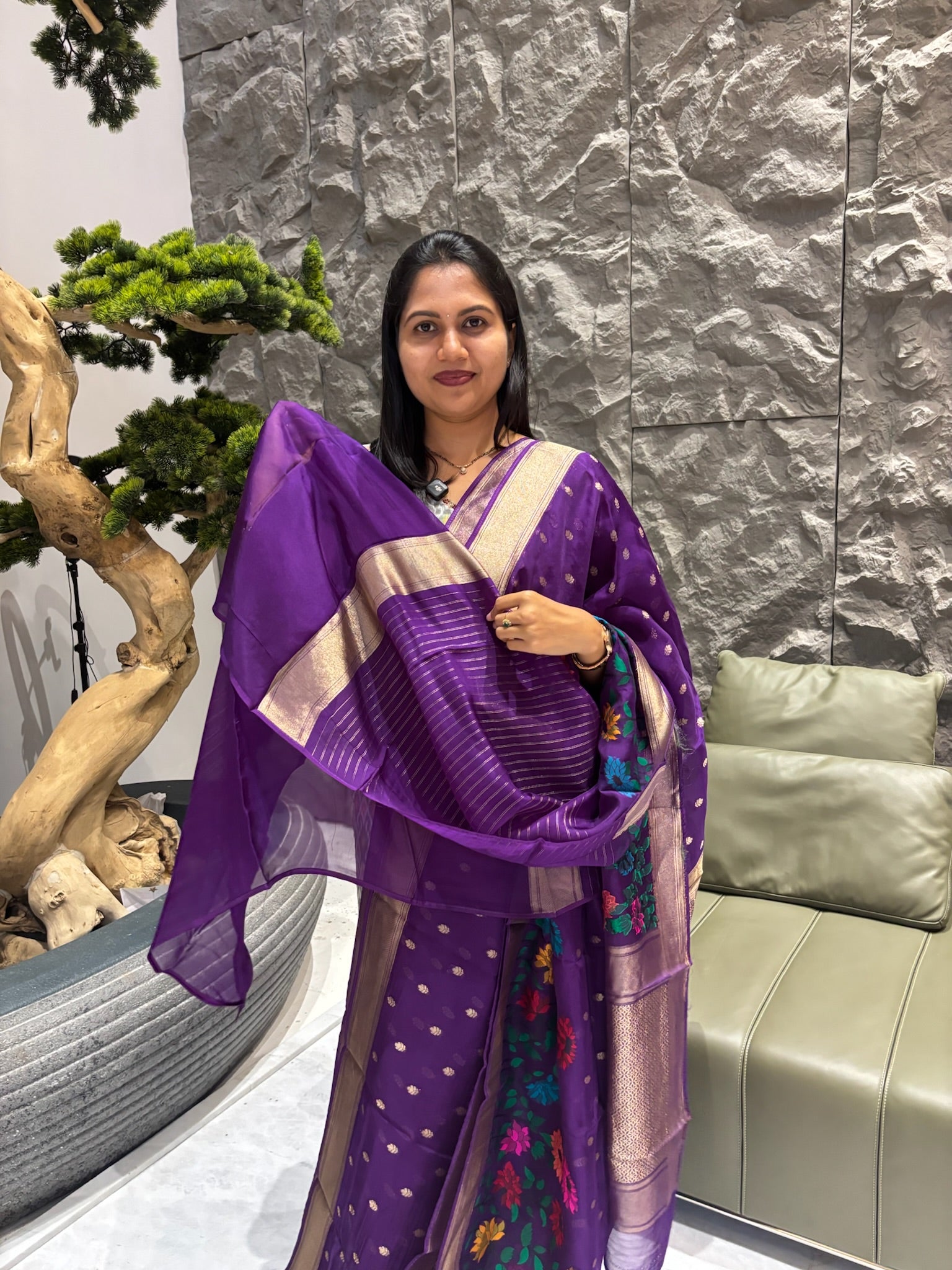 Crepe organza saree