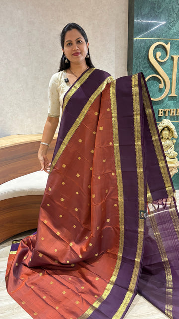 Vintage kanchi pattu rust-purple