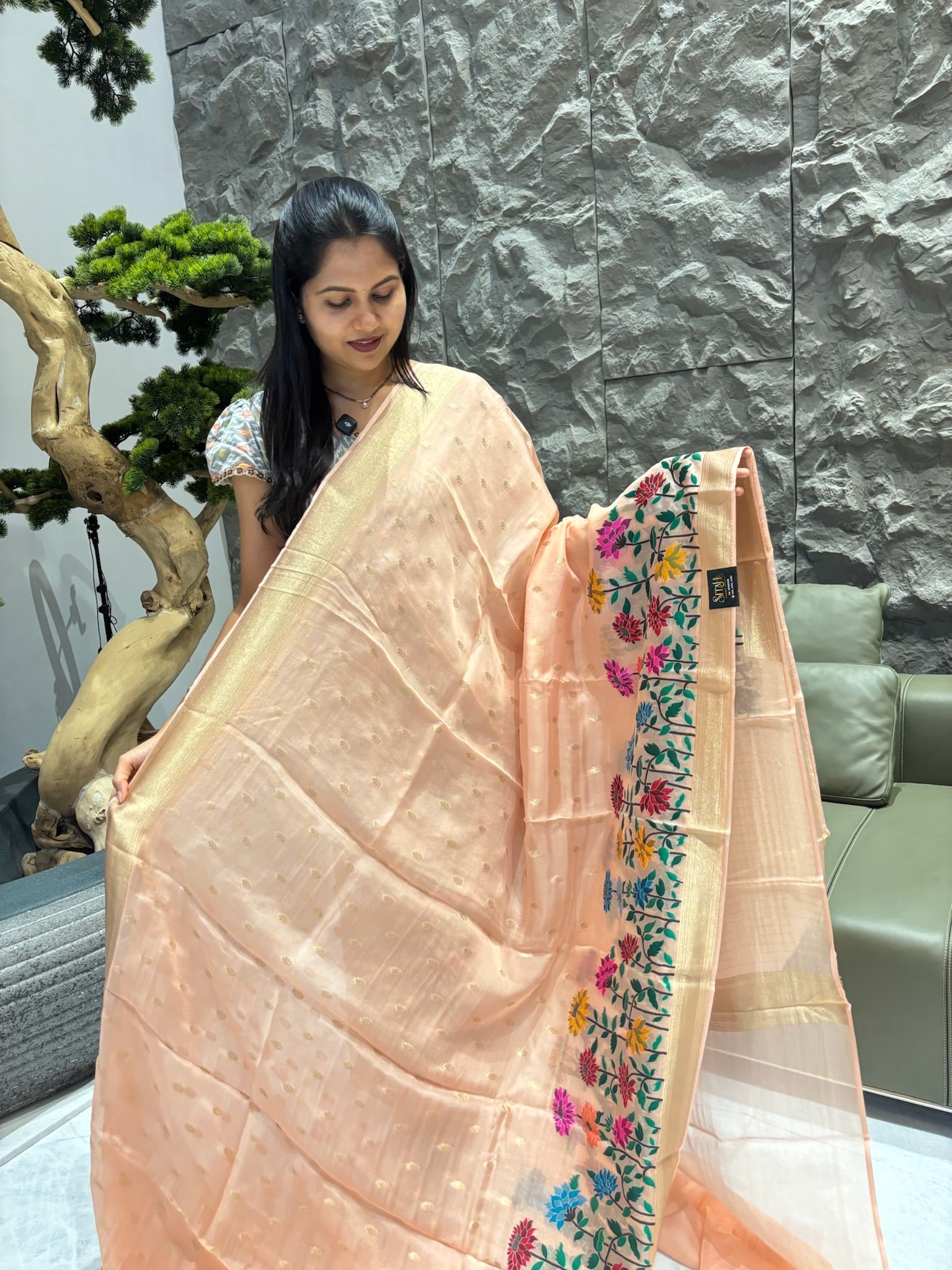 Crepe organza saree