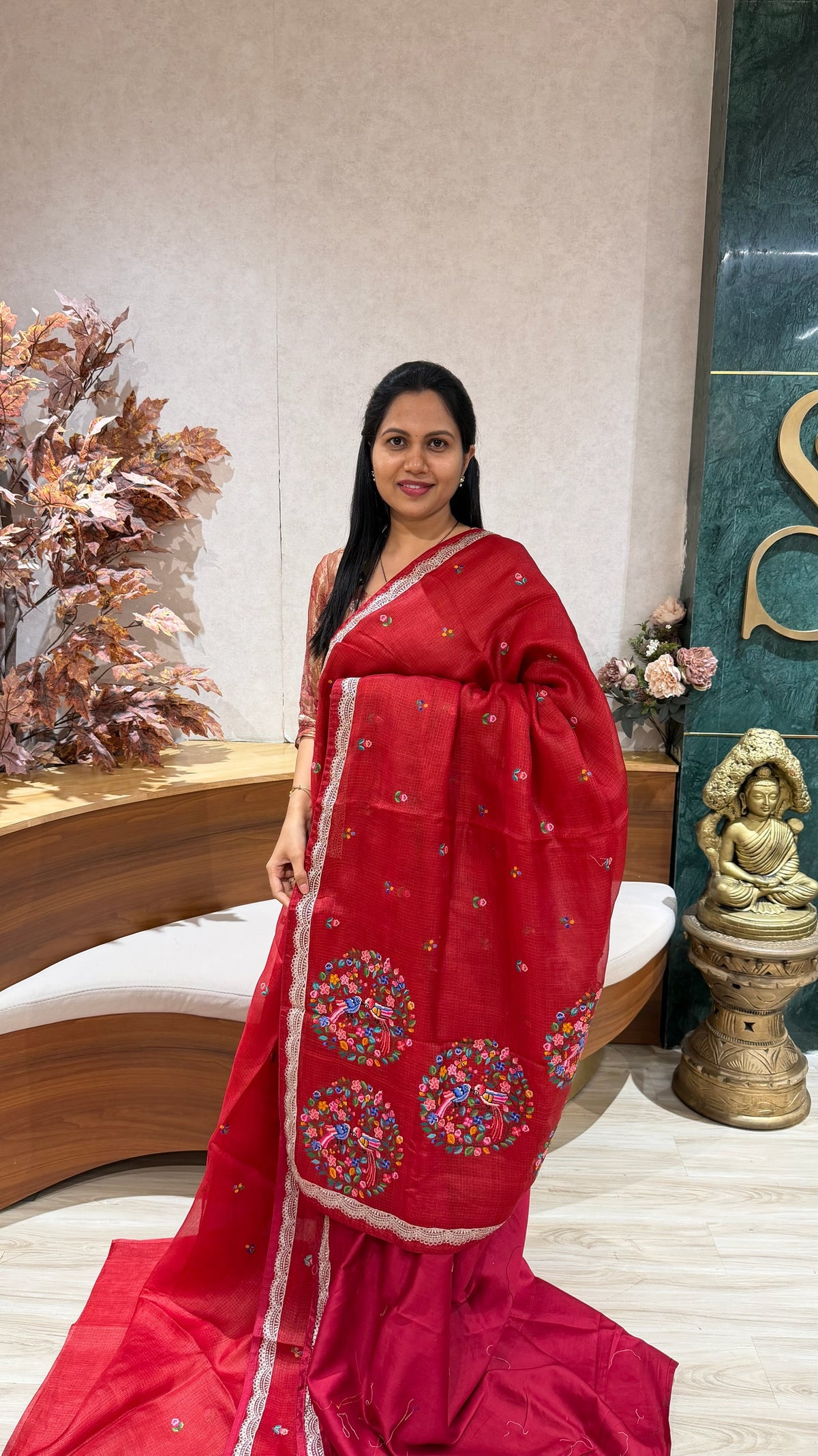 Tussar kota pettit embroidery