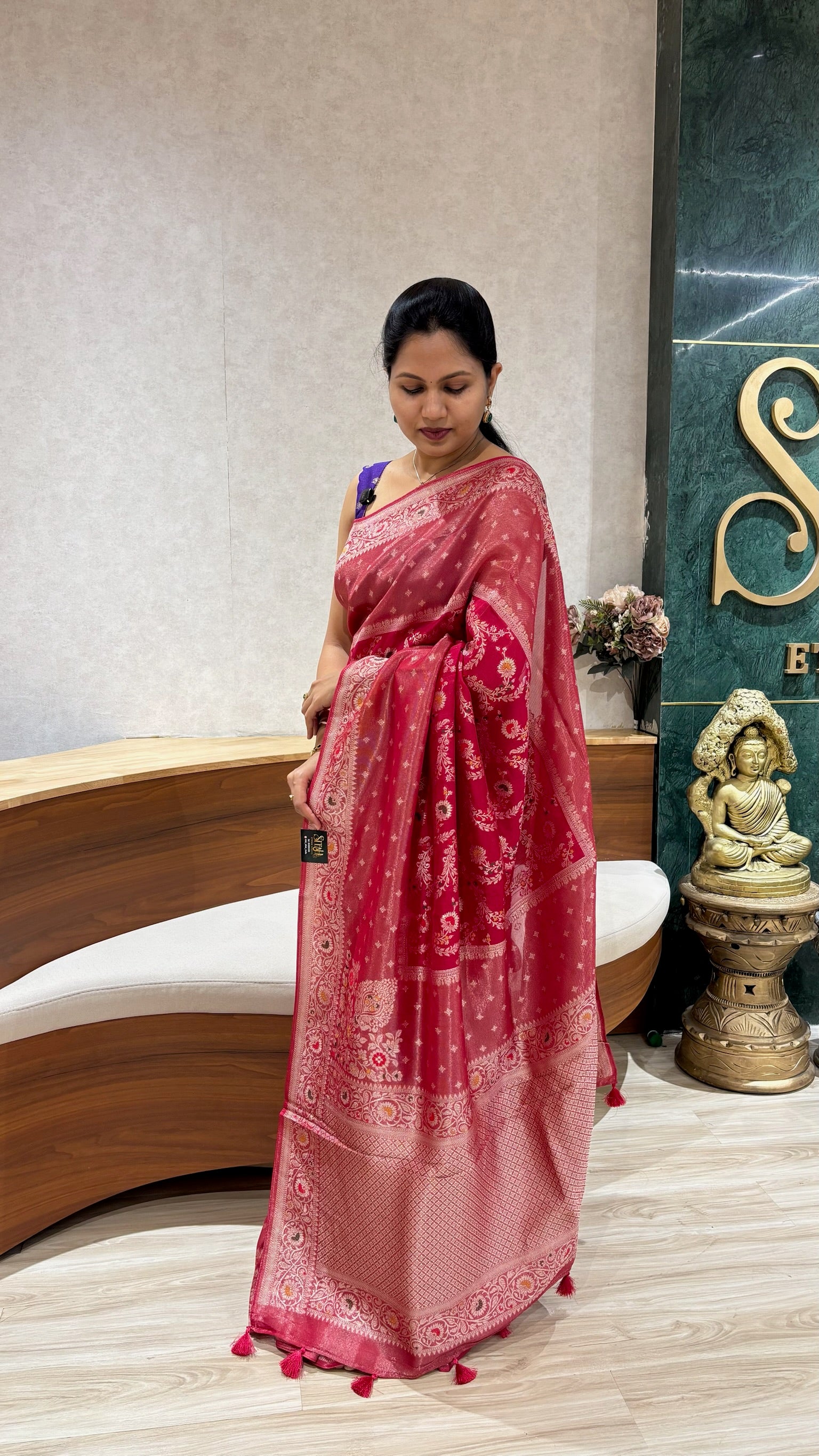 Tussar georgette pink